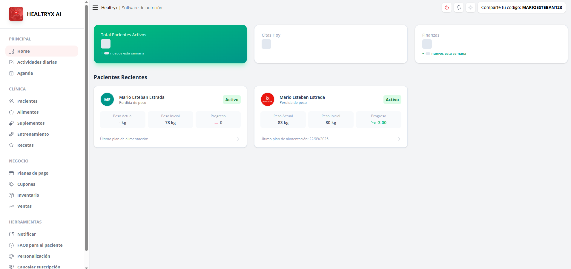 Healtryx — Dashboard